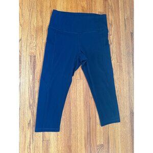 Navy Blue Womens High-Waisted Athletic Leggings With Side Pockets Medium CUGOAO